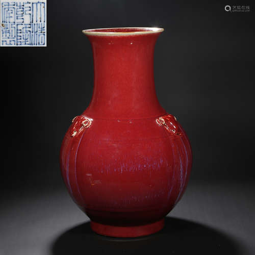 Qing Dynasty of China,Red Glaze Bottle