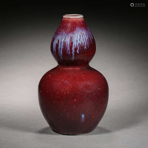 Qing Dynasty of China,Red Glaze Kiln Changed Gourd Bottle