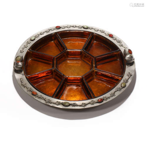 Qing Dynasty of China,Inlaid Tin Treasure Fruit Plate