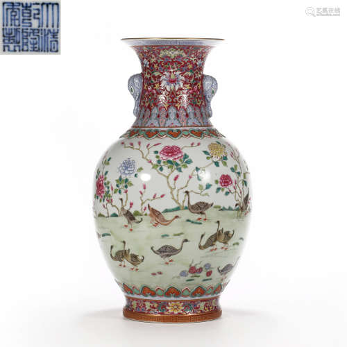 Qing Dynasty of China,Famille Rose Flower Luyan Appreciation...