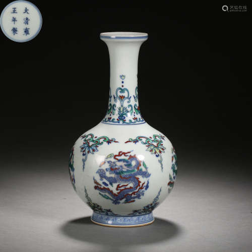 Qing Dynasty of China,Fighting Colors Dragon Pattern Long-Ne...