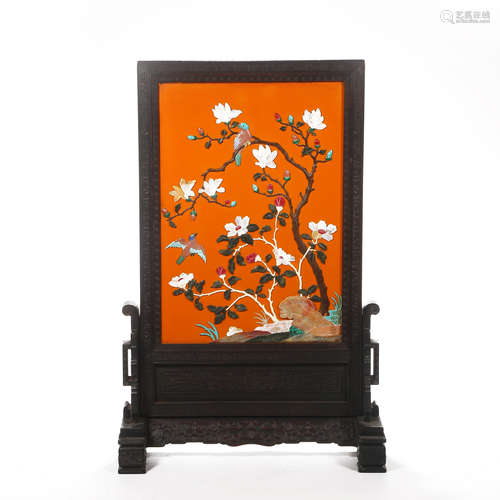 Qing Dynasty of China,Blackwood Inlaid Treasures Screen