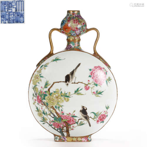 Song Dynasty of China,Famille Rose Flower and Bird Flat Pot