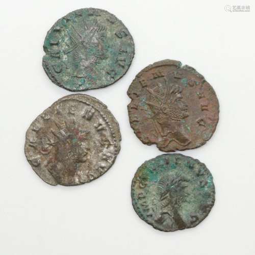 GALLIEN (253-268)Lot de trois Antoniniens et un denier.R