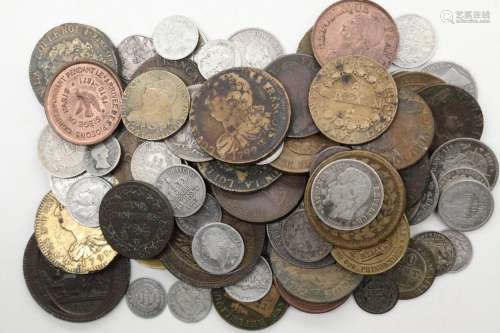 FRANCE MODERNEGrand lot d'environ 80 monnaies d'argent et de...