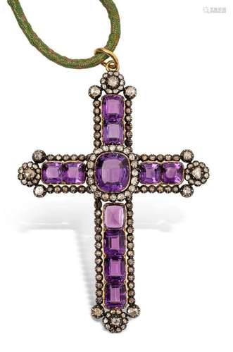 Croix pectorale en argent et en or 18K (750)