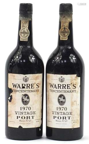 Two bottles of Warres 1970 Tercentenary vintage port