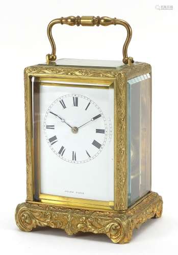 19th century gilt brass cased carriage clock striking on a b...