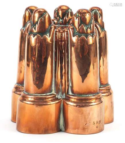 Victorian copper jelly mould numbered 388, 15.5cm high