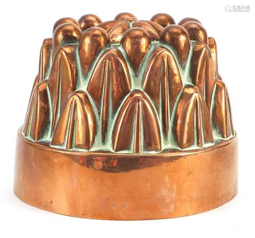 Victorian copper jelly mould numbered 36, 11.5cm high