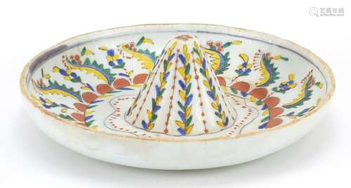 Turkish Kutahya pottery lemon squeezer, 18cm in diameter
