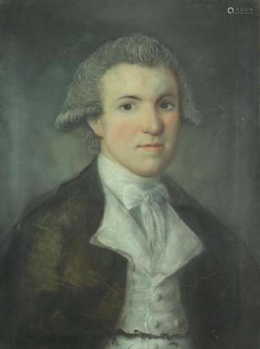 Head and shoulders portrait of a gentleman wearing a wig, 18...