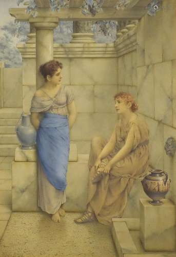 William Anstey Dolland - Two Grecian females before a marble...