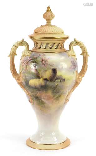 Harry Davis for Royal Worcester, Victorian porcelain vase an...