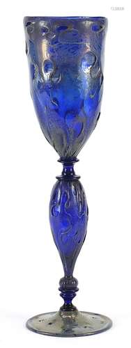 Large Italian gold flecked art glass goblet, 35cm high