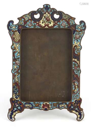 19th century Champleve enamel easel photo frame decorated wi...