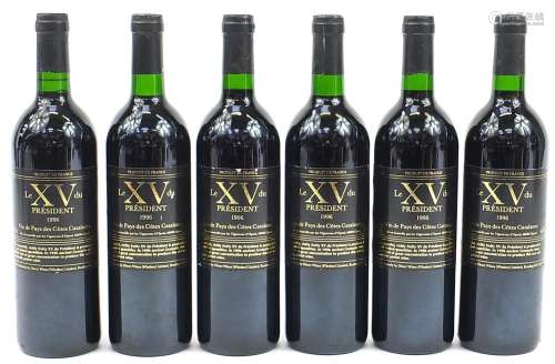 Six bottles of 1996 Le XV du President Grenache red wine
