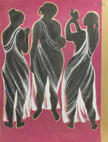 Christine Nisbet - Three figures wearing Grecian robes, unsi...
