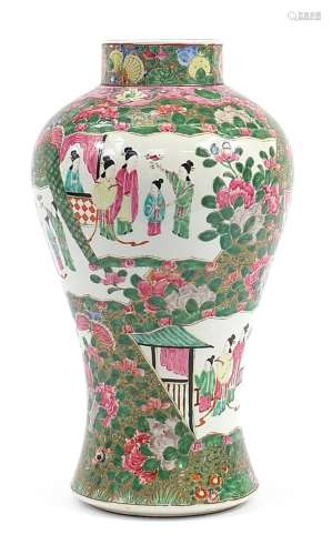 Large Chinese Canton porcelain floor standing baluster vase ...