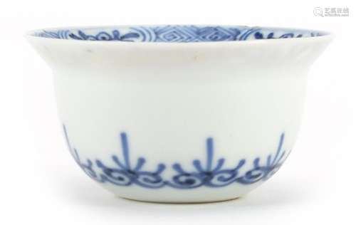 Chinese blue and white porcelain tea bowl hand painted with ...