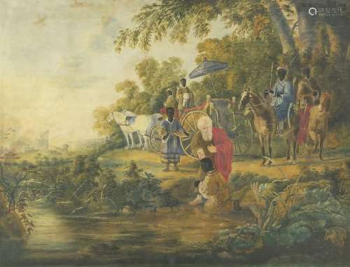 After Aelbert Cuyp - Flight into Egypt, 19th century waterco...
