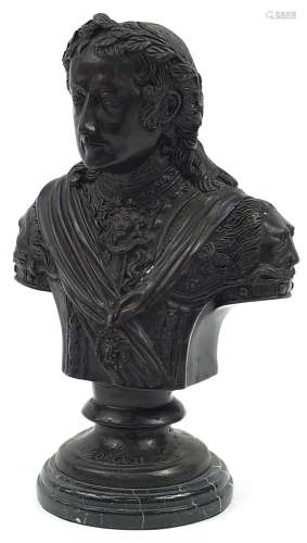 Royal interest patinated bronze bust of King George II raise...