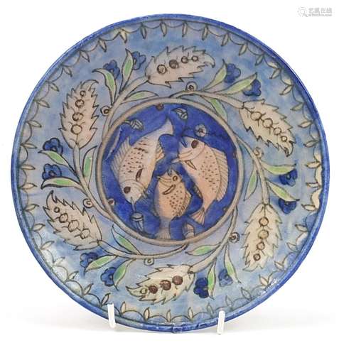 Manner of William de Morgan, Iznik pottery plate hand painte...