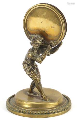 Victorian bronze and brass jester desk letter holder, 19cm h...