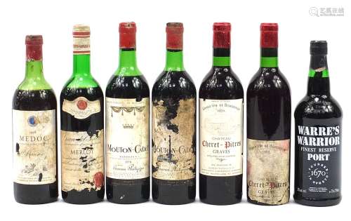 Seven bottles of wine and port including Chateau Cheret-Pitr...