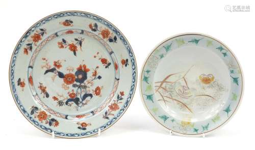 Two Chinese porcelain plates including one hand painted in t...