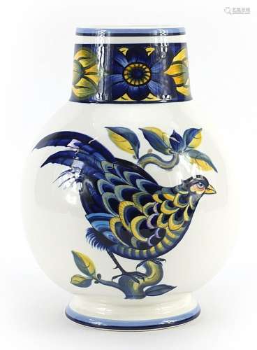 Royal Copenhagen, Danish Blue Pheasant vase, 21cm high