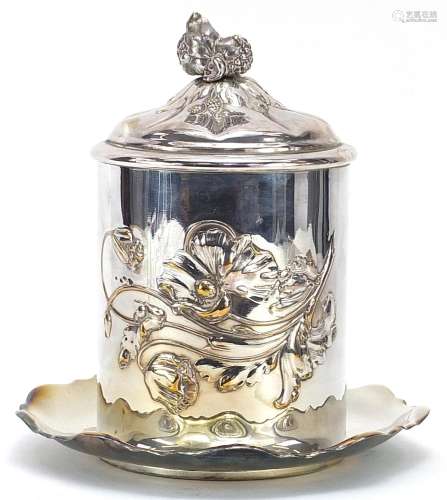 WMF, German Art Nouveau silver plated biscuit jar and cover ...