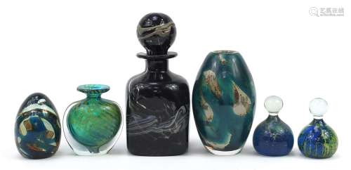 Mdina glassware comprising decanter with stopper, two vases ...