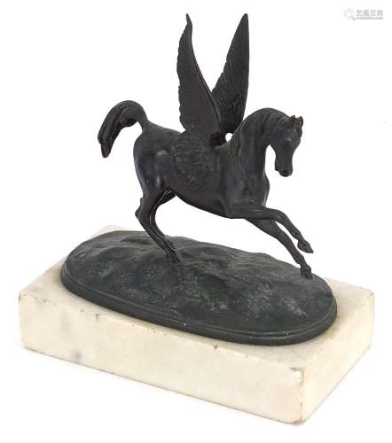 19th century classical bronzed study of Pegasus raised on a ...