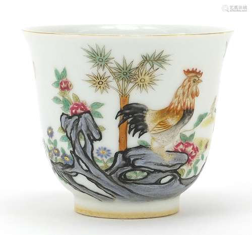 Chinese porcelain cup hand painted in the famille rose palet...