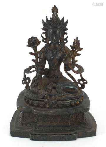 Chino Tibetan patinated bronze figure of Buddha, character m...