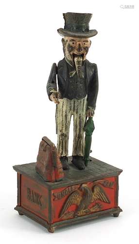 American political interest Uncle Sam cast iron money box, 2...