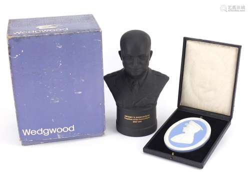 Wedgwood black basalt bust of Dwight D Eisenhower, limited e...