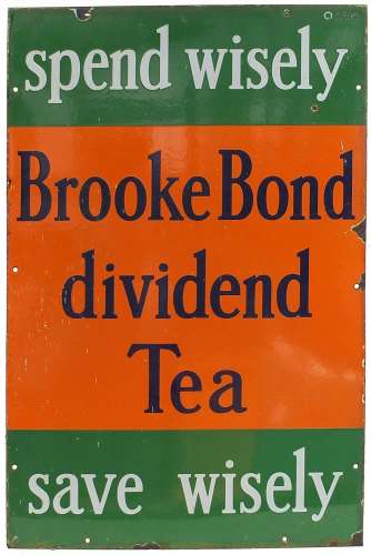 Vintage Brooke Bond dividend Tea enamel advertising sign, 76...