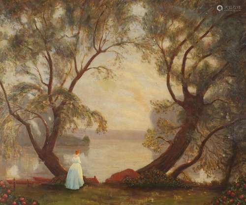 After Thomas Edwin Mostyn - Female before a lake, English sc...