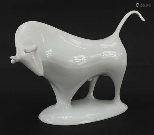 Karlovarsky, Czech porcelain model of a stylised bull, 18.5c...