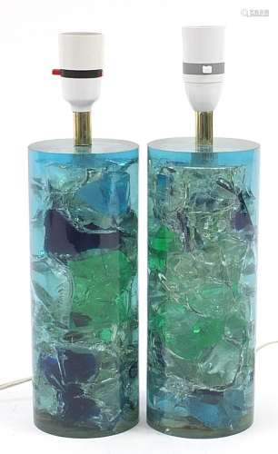 Two 1970s Lucite table lamps, 32cm high