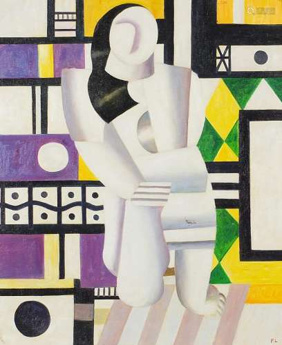 Manner of Fernand Leger - Surreal composition, female and ge...
