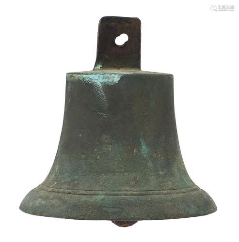 Naval interest Verdigris bronzed ships bell, 19.5cm high