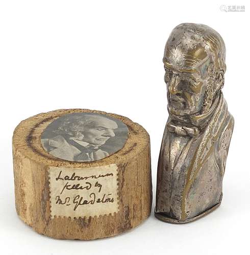 Political interest brass vesta case in the form of Gladstone...