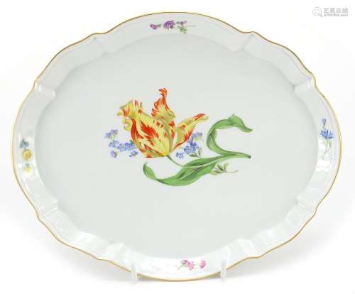 Meissen, German porcelain tray hand painted with flowers, 27...