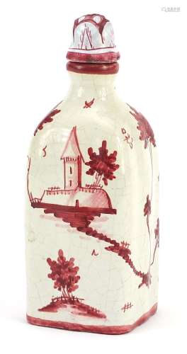 Cantigalli, 19th century Italian Maiolica bottle hand painte...