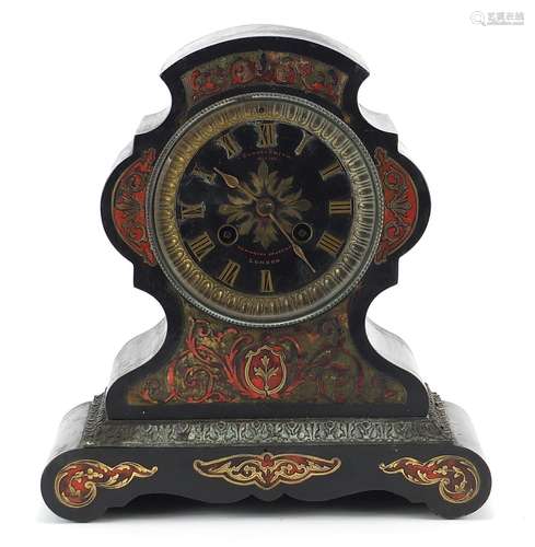 19th century Ebony and boulle work mantle clock with circula...