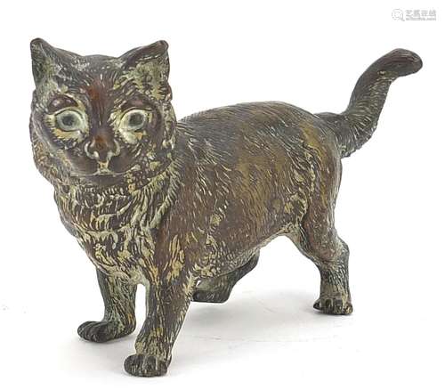 Victorian patinated bronze cat, 11.5cm in length