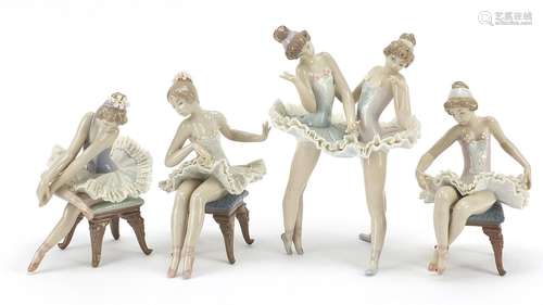 Four Lladro ballerinas, the largest 19.5cm high